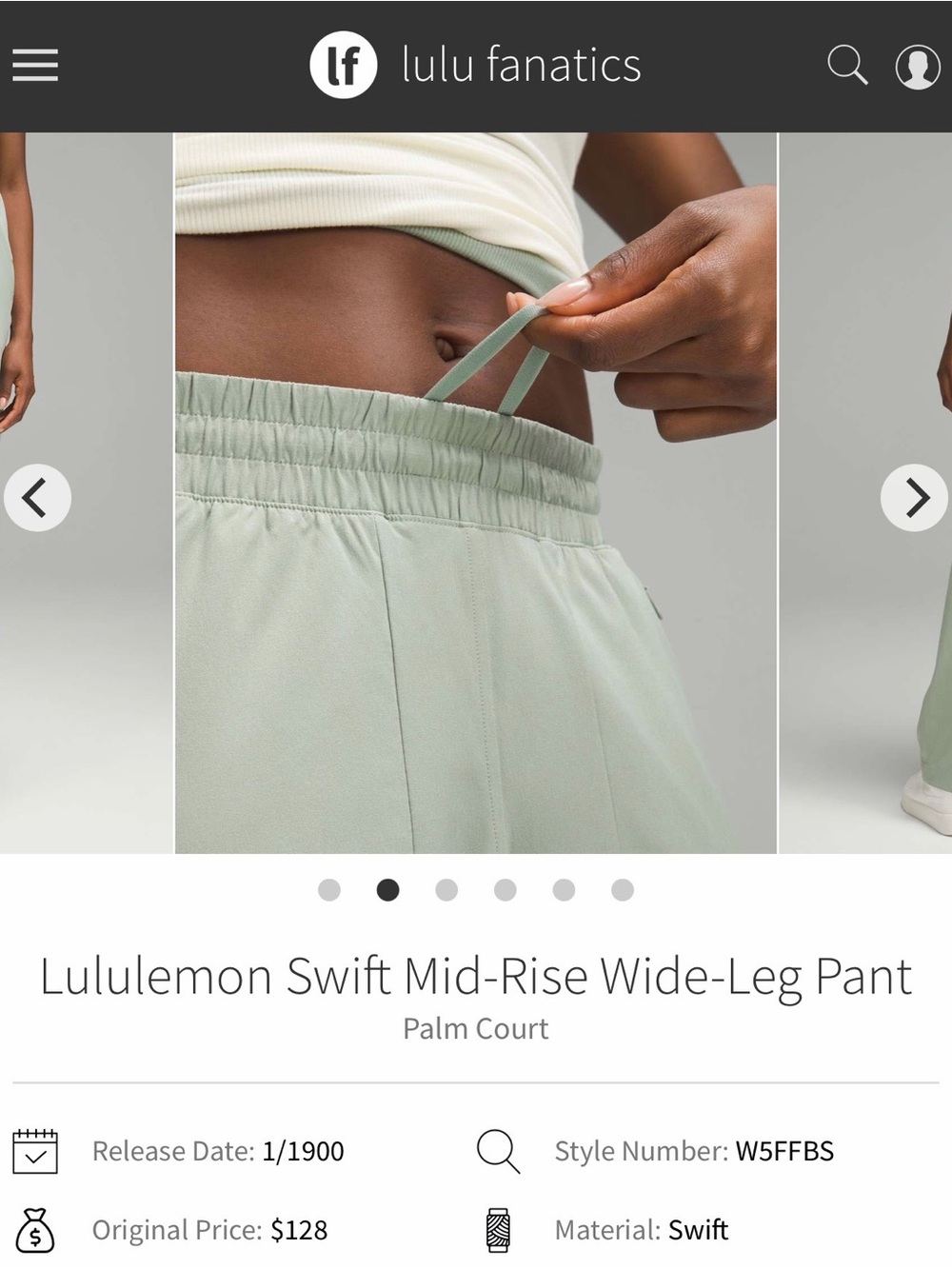 NWT Lululemon Swift Mid-Rise Wide-Leg Pant Palm Court PLMC Size 4 - Picture 4 of 9